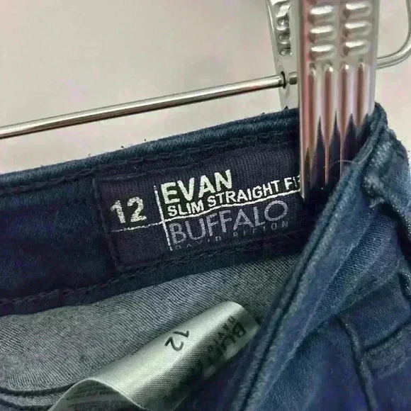 Buffalo David Bitton Evan Slim Straight Fit Faded Dark Blue Stretch Jeans Size12 - Picture 3 of 7